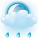 some clouds, showers